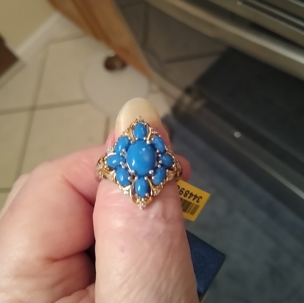 Ceruleite and Zircon Ring and Earrings